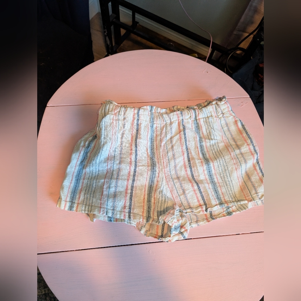 Cali 1850 Striped Women's Shorts Size Large Linen Blend